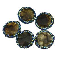 Labradorite Beads, with Rhinestone Clay Pave, faceted Approx 0.5mm 