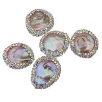 Perlas cultivadas de agua dulce Abalorio, con Arcilla analiar de diamantes de imitación AB, Pepitas, enviado al azar, 17.5x20-23x5-6mm, agujero:aproximado 0.5mm, Vendido por UD