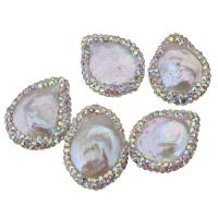 Baroque Cultured Freshwater Pearl Beads, with Rhinestone Clay Pave, Nuggets, random style, 19-20x24-26x4-8mm Approx 0.5mm 