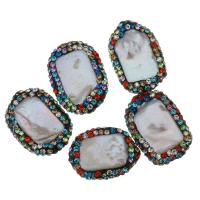 Baroque Cultured Freshwater Pearl Beads, with Rhinestone Clay Pave, Nuggets, random style, 15-17x20-23x4-6mm Approx 1mm 
