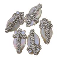 Baroque Cultured Freshwater Pearl Beads, with Rhinestone Clay Pave, Nuggets, random style, 11-12x21-23x8-9mm Approx 0.5mm 