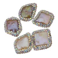 Baroque Cultured Freshwater Pearl Beads, with Rhinestone Clay Pave, Nuggets, random style, 17-21x19-23x4-7mm Approx 0.5mm 