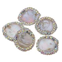 Freshwater Pearl Beads, with Rhinestone Clay Pave, Nuggets, random style, 17-18x19-21x4-7mm Approx 2.2mm 