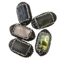 Mixed Gemstone Beads, with Rhinestone Clay Pave, random style, 13.5-14.5x24- Approx 0.5mm 