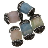 Mixed Gemstone Beads, with Rhinestone Clay Pave, random style, 14-16x25-28x14-16mm Approx 0.5mm 
