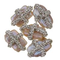 Baroque Cultured Freshwater Pearl Beads, with Rhinestone Clay Pave, random style, 14-15x21- Approx 0.5mm 