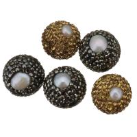 Baroque Cultured Freshwater Pearl Beads, with Rhinestone Clay Pave, random style, 16mm Approx 1mm 