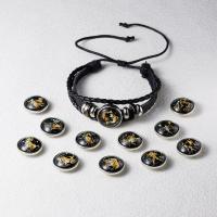 PU Leather Cord Bracelets, with Paper & Glass & Zinc Alloy, plated, time gem jewelry & Unisex 6mm Approx 7.8 Inch 