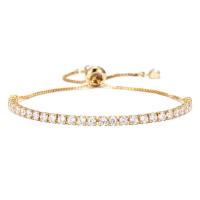 Cubic Zirconia Brass Bracelets, plated, adjustable & box chain & for woman & with cubic zirconia Approx 9.4 Inch 