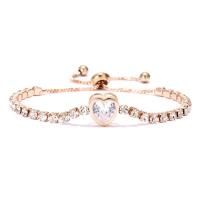 Cubic Zirconia Brass Bracelets, Heart, plated, for woman & with cubic zirconia Approx 8.6 Inch 