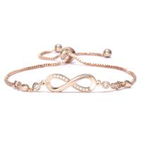 Cubic Zirconia Brass Bracelets, Infinity, plated, box chain & for woman & with cubic zirconia Approx 9 Inch 