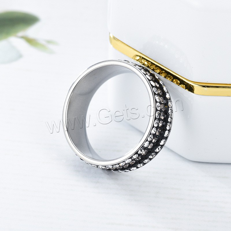 Anilo de dedo de acero inoxidable, diverso tamaño para la opción & para mujer & con diamantes de imitación, Vendido por UD