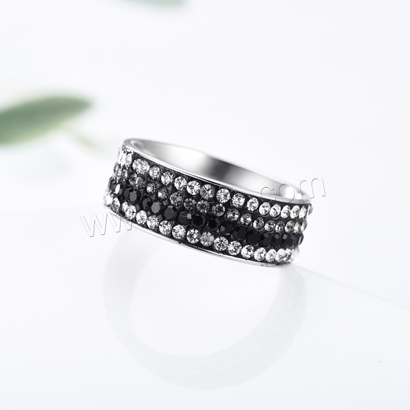 Anilo de dedo de acero inoxidable, diverso tamaño para la opción & para mujer & con diamantes de imitación, Vendido por UD