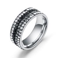 Нержавеющая сталь Rhinestone палец кольцо, нержавеющая сталь, разный размер для выбора & Женский & со стразами, продается PC