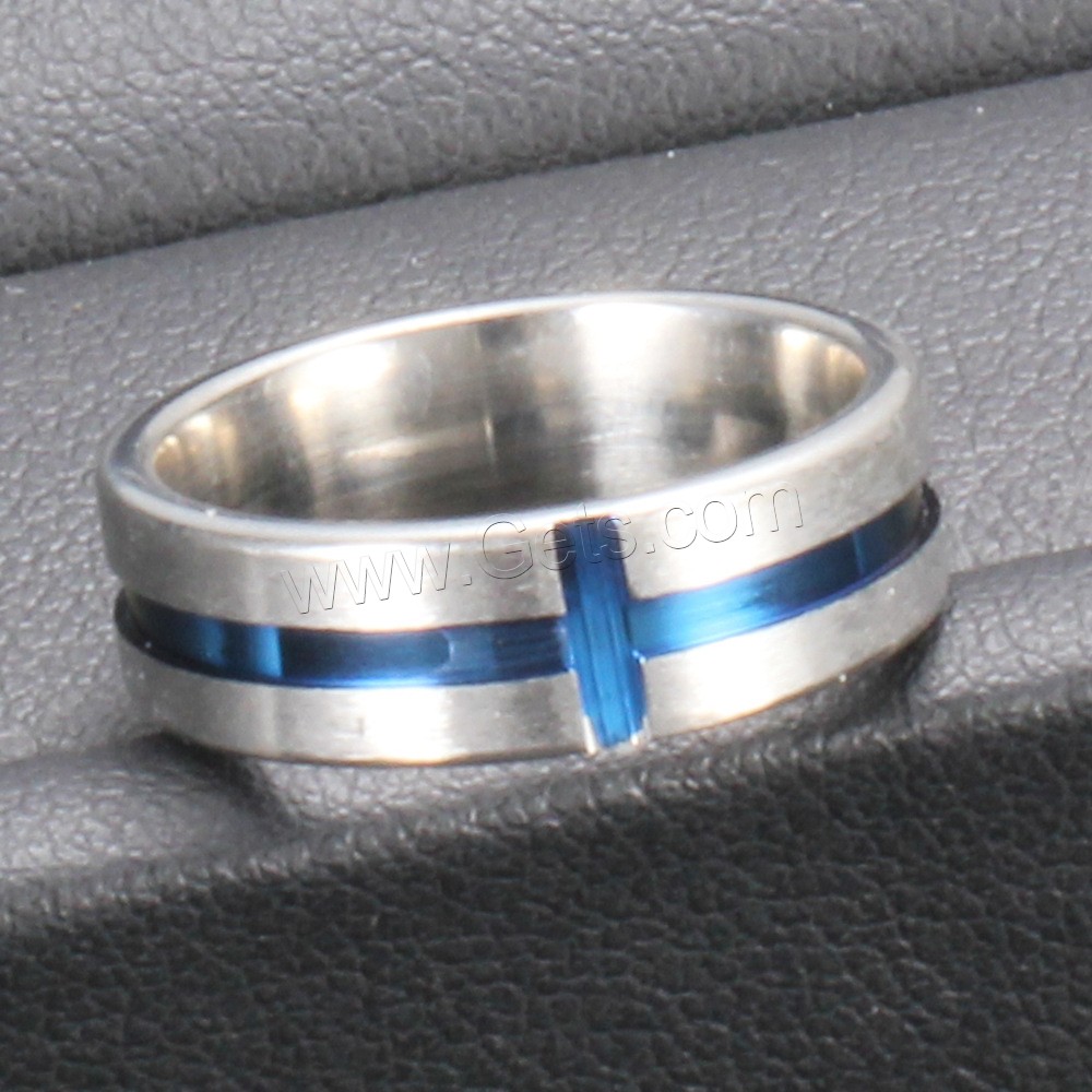 Anillo de dedo de acero inoxidable hombre, chapado, diverso tamaño para la opción & para hombre & esmalte, azul, 6mm, Vendido por UD