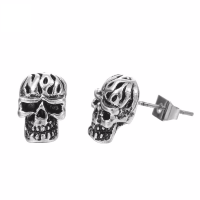 Zinc Alloy Stud Earring, Skull, Unisex & blacken 