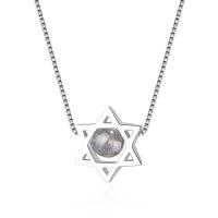 Brass Jewelry Necklace, with Sea Opal, with 1.4lnch extender chain, Hexagram, platinum plated, box chain & for woman, 6mm Approx 15.7 Inch 