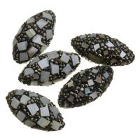 Strass Ton befestigte Perlen, Lehm pflastern, mit Muschel, mit Strass, 15x30x15mm, Bohrung:ca. 1mm, verkauft von PC