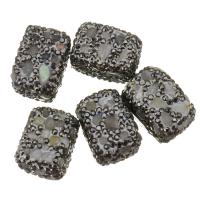 Abalorios de Fimo con Diamantes de Imitación , Arcilla Pave, con Labradorita, 15-16x21-22x15-16mm, agujero:aproximado 1mm, Vendido por UD