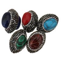Rhinestone Clay Pave Beads, with Agate, random style, 18-20x26-28x19-23mm Approx 1.5mm 