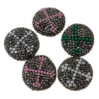 Strass Ton befestigte Perlen, Lehm pflastern, mit Harz, mit Strass, 26x11mm, Bohrung:ca. 1mm, verkauft von PC
