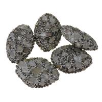 Strass Ton befestigte Perlen, Lehm pflastern, mit Labradorit, mit Strass, 20-22x28-30x11mm, Bohrung:ca. 1.5mm, verkauft von PC