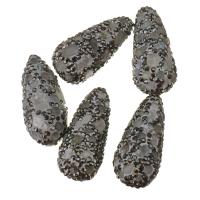 Abalorios de Fimo con Diamantes de Imitación , Arcilla Pave, con Labradorita, 16x13-15x16mm, agujero:aproximado 1mm, Vendido por UD