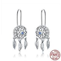 Thailand Sterling Silver Drop Earring, micro pave cubic zirconia & for woman & hollow 