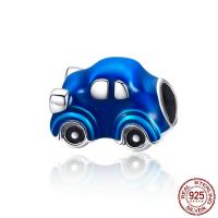 No Troll Thailand Sterling Silver European Beads, Car, without troll & enamel, blue Approx 4.5-5mm 