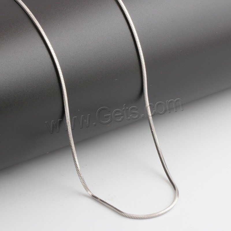 Stainless Steel Chain Necklace, different length for choice & Unisex & snake chain, original color, 1.5mm, Sold By Strand