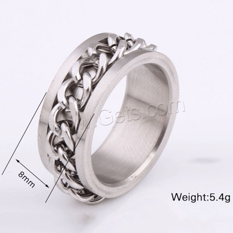 Нержавеющая сталь Человек палец кольцо, нержавеющая сталь, Другое покрытие, разный размер для выбора & Мужский, 8mm, продается PC