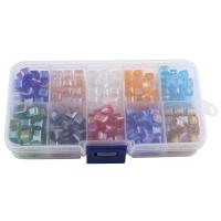 Gemischte Farbe Quarz Perlen, Natürlicher Quarz, mit Kunststoff, gemischte Farben, 7x7mm,69x130x23mm, Bohrung:ca. 1mm, ca. 180PCs/Box, verkauft von Box