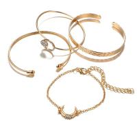 Rhinestone Zinc Alloy Jewelry Set, bangle & bracelet, with 2.7inch extender chain, plated, adjustable & oval chain & for woman & with rhinestone 15mm, 25mm, Inner Approx 55, 64, 67mm Approx 6 Inch 