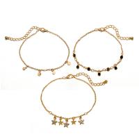 Zinc Alloy Bracelet Set, with 2inch extender chain, Star, gold color plated, adjustable & oval chain & for woman & with rhinestone Approx 8 Inch 