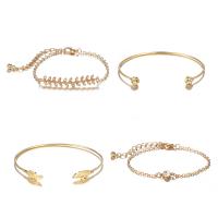 Fashion Zinc Alloy Jewelry Sets, bangle & bracelet, with 2inch extender chain, gold color plated, adjustable & oval chain & for woman & with rhinestone, Inner Approx 65mm Approx 6.4 Inch 