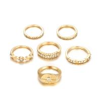 Zinc Alloy Ring Set, bangle & bracelet, gold color plated, for woman & with rhinestone, US Ring .5 