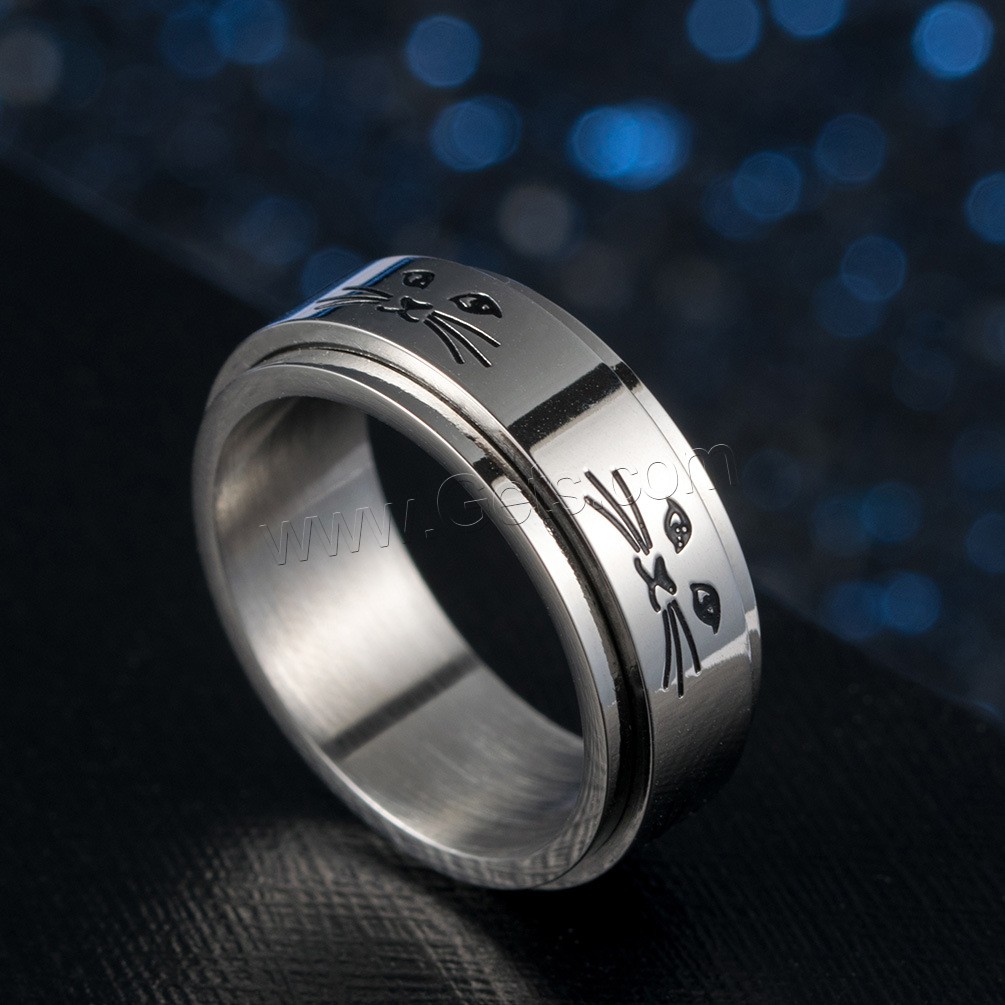 Titanium Steel Finger Ring, rotatable & Unisex & different size for choice, original color, Sold By PC