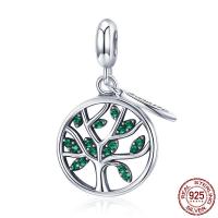 Thailand Sterling Silver Pendants, Tree, micro pave cubic zirconia & without troll Approx 4.5-5mm 