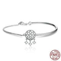 925 Sterling Silver Dream Catcher Bracelet, platinum plated, box chain & micro pave cubic zirconia & for woman, 15mm Approx 7.5 Inch 