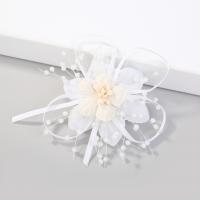 Cloth Alligator Hair Clip, with Plastic & Zinc Alloy, silver color plated, for bridal 