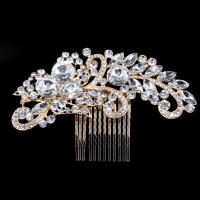 Bridal Decorative Hair Comb, Zinc Alloy, plated, for bridal & with rhinestone 