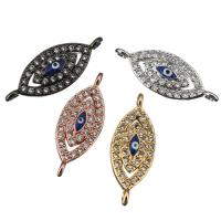 Brass Connector, Evil Eye, plated, micro pave cubic zirconia & enamel & 1/1 loop Approx 1mm 
