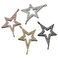 Cubic Zirconia Micro Pave Brass Connector, Star, plated, micro pave cubic zirconia & 1/1 loop Approx 1mm 