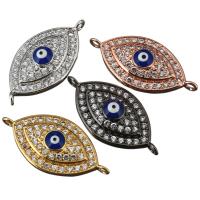 Brass Connector, Evil Eye, plated, micro pave cubic zirconia & enamel & 1/1 loop Approx 1mm 