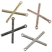 Letter Brass Pendants, Letter X, plated, micro pave cubic zirconia & double-hole Approx 1mm 