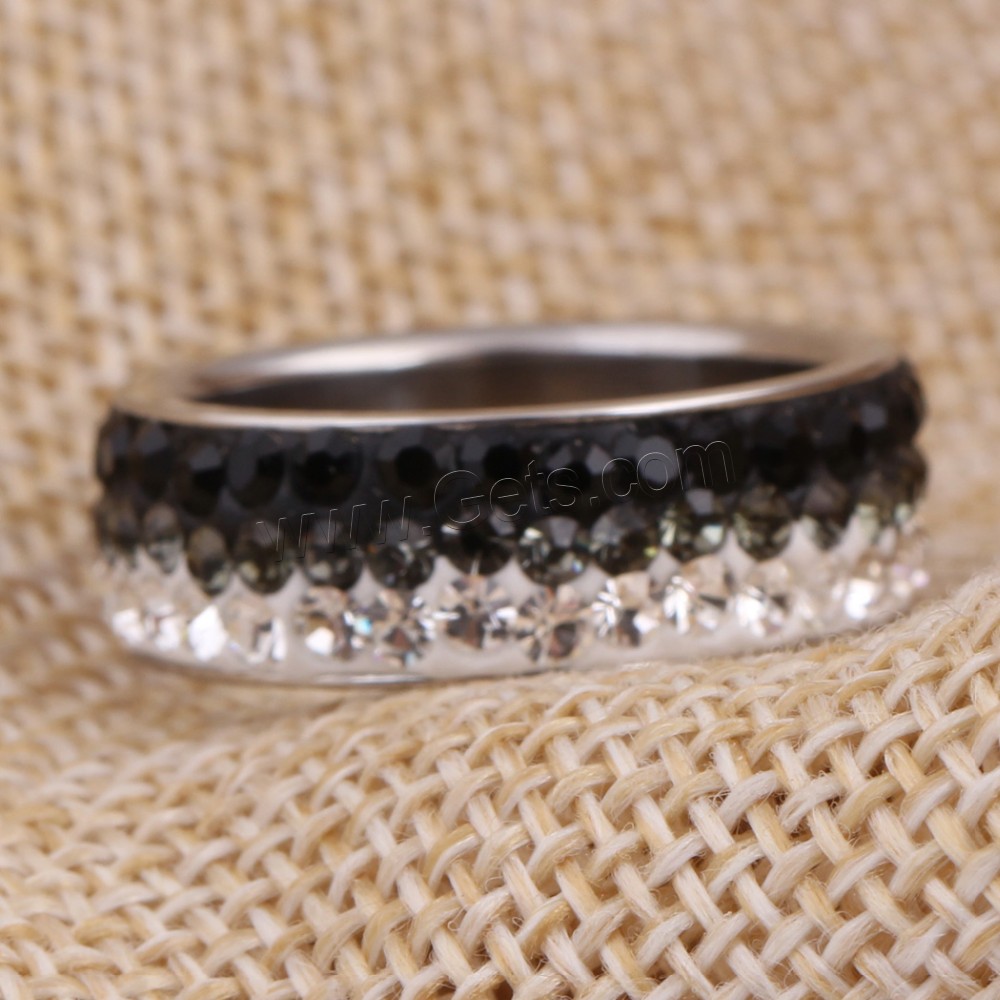 Нержавеющая сталь Rhinestone палец кольцо, нержавеющая сталь, с клей, разный размер для выбора & Женский, оригинальный цвет, 7mm, продается PC