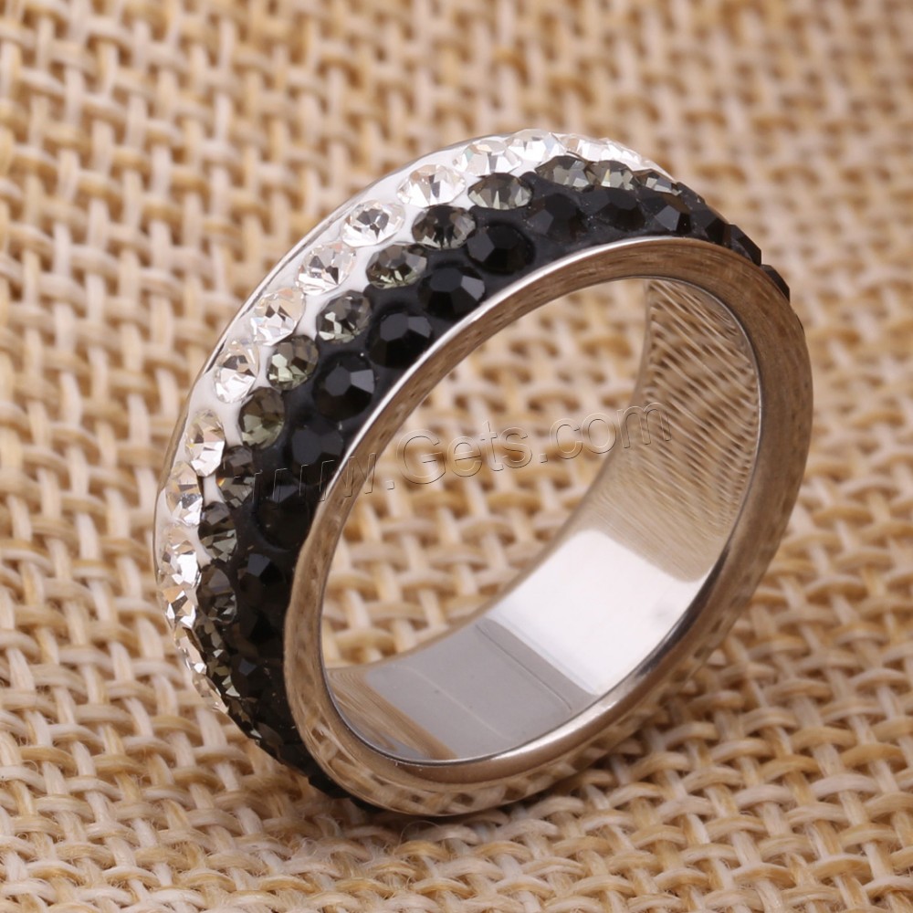 Нержавеющая сталь Rhinestone палец кольцо, нержавеющая сталь, с клей, разный размер для выбора & Женский, оригинальный цвет, 7mm, продается PC