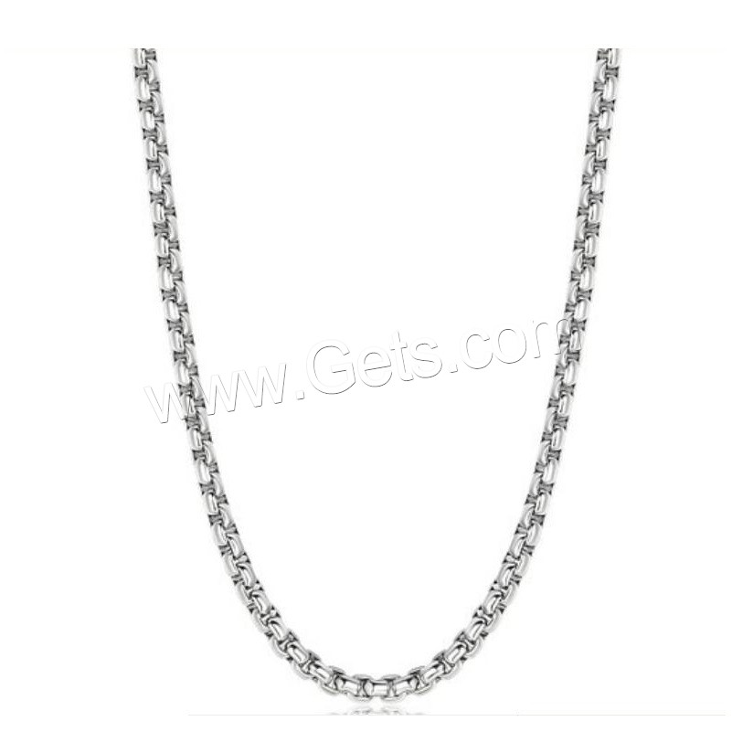 Stainless Steel Chain Necklace, plated, different length for choice & Unisex & box chain, 3mm, Sold By Strand