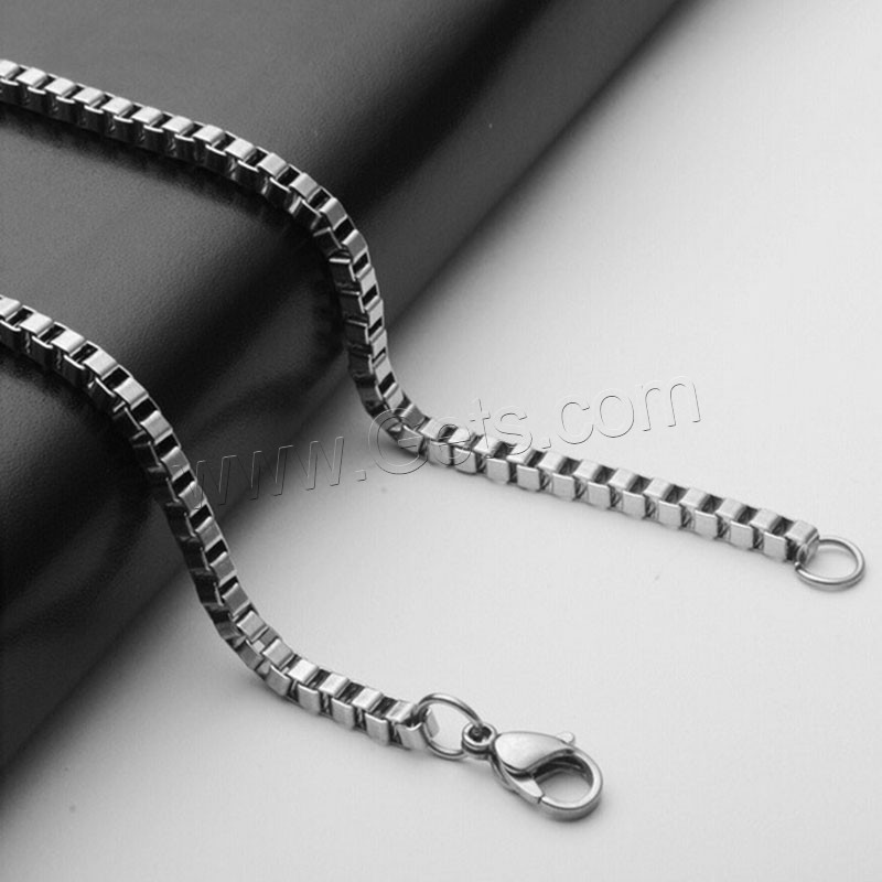 Stainless Steel Chain Necklace, different size for choice & box chain & for man, Sold By Strand