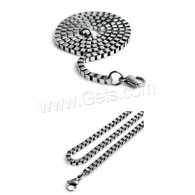 Stainless Steel Chain Necklace, different size for choice & box chain & for man, Sold By Strand